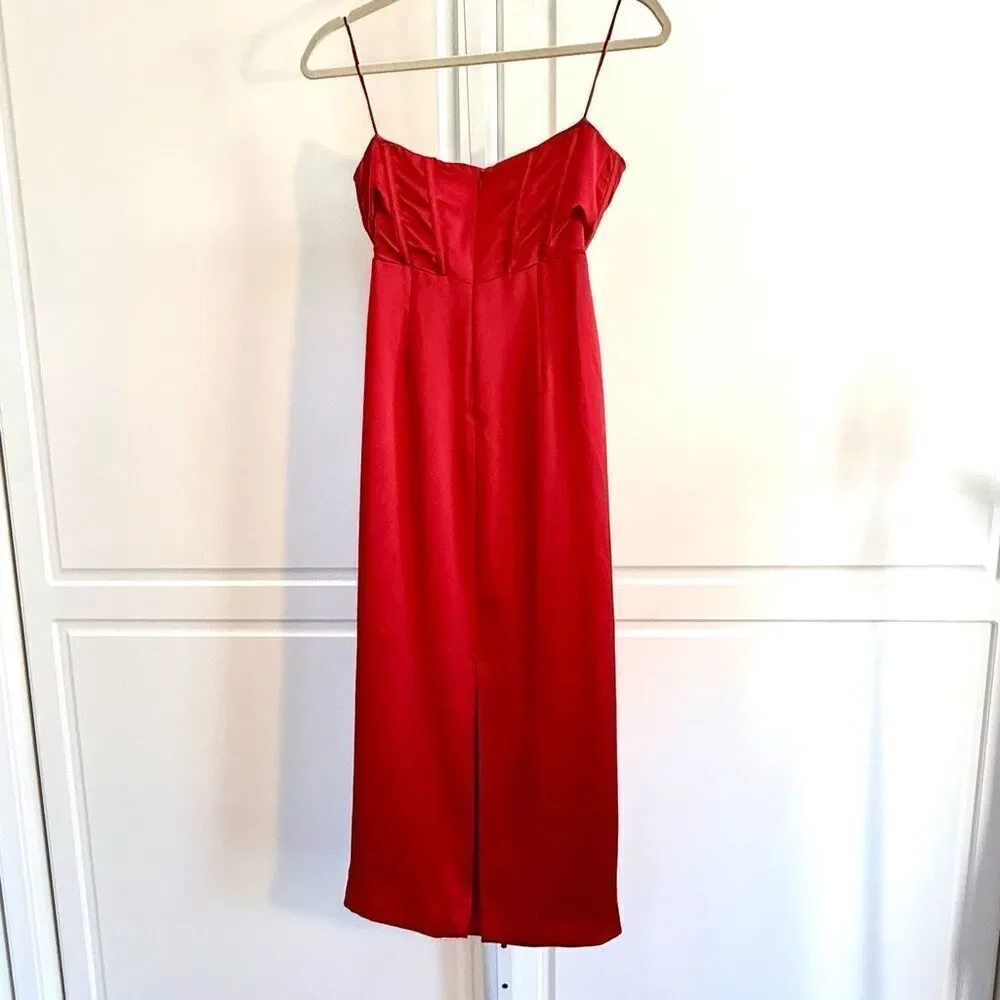 NWT Ramy Brook “Alianna” midi strapless dress in soirée red Size 2